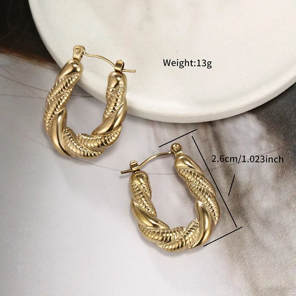 1 Pair Retro XUPING Simple Style Geometric Knot Plating 304 Stainless Steel 18K Gold Plated Earrings