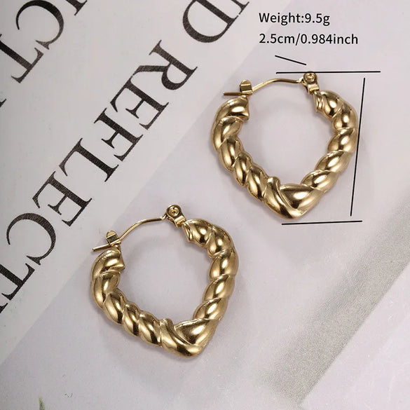 1 Pair Retro XUPING Simple Style Geometric Knot Plating 304 Stainless Steel 18K Gold Plated Earrings