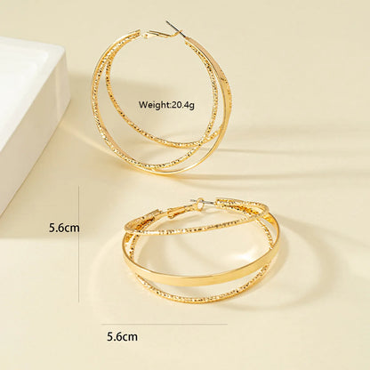 1 Pair Rock Romantic Classic Style Circle Layered Plating Alloy Ferroalloy 14k Gold Plated Hoop Earrings