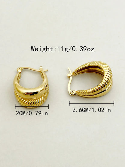 1 Pair Roman Style Artistic Commute U Shape Stainless Steel Metal Polishing Plating Gold Plated Hoop Earrings