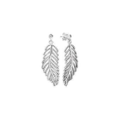 1 Pair Roman Style British Style Ginkgo Leaf Inlay Sterling Silver Zircon Drop Earrings Ear Studs