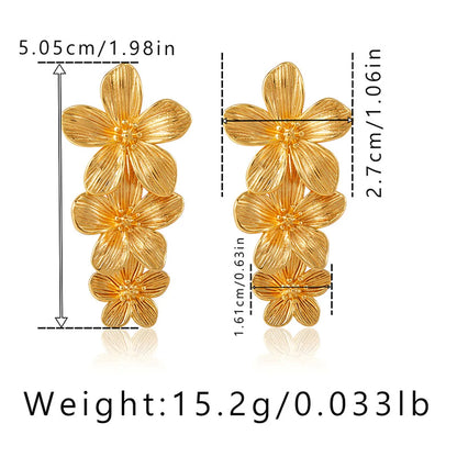 1 Pair Romantic Flower Plating Copper Gold Plated Drop Earrings