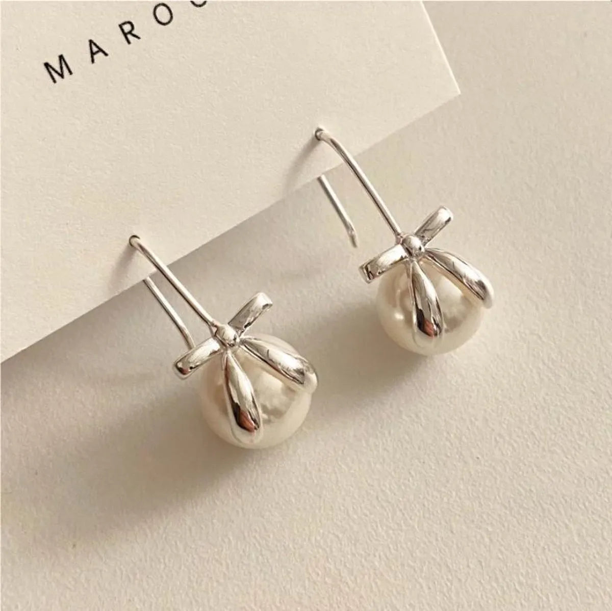 1 Pair Romantic Geometric Plating Inlay Sterling Silver Pearl Ear Studs