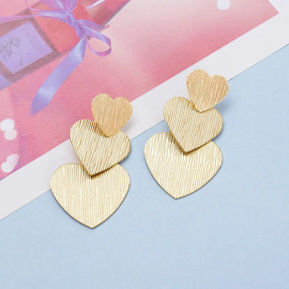 1 Pair Romantic Heart Shape Plating Metal Drop Earrings