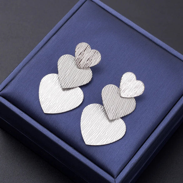 1 Pair Romantic Heart Shape Plating Metal Drop Earrings