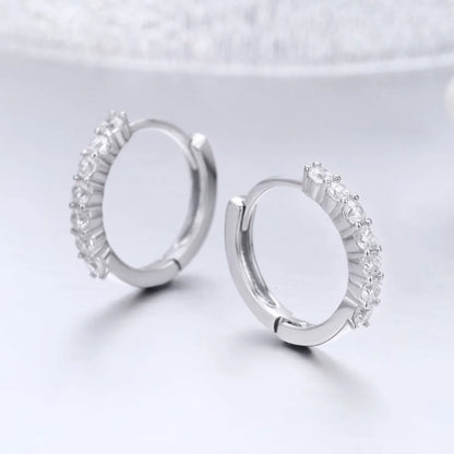 1 Pair Romantic Round Inlay Sterling Silver Zircon Earrings