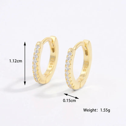 1 Pair Romantic Shiny Round Plating Inlay Sterling Silver Zircon 14K Gold Plated White Gold Plated Earrings