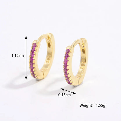 1 Pair Romantic Shiny Round Plating Inlay Sterling Silver Zircon 14K Gold Plated White Gold Plated Earrings