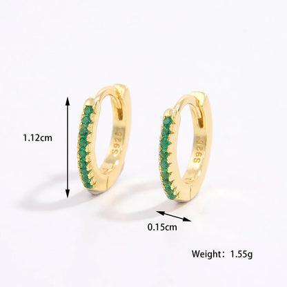 1 Pair Romantic Shiny Round Plating Inlay Sterling Silver Zircon 14K Gold Plated White Gold Plated Earrings