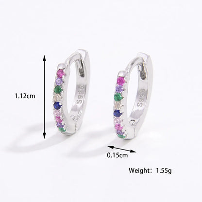 1 Pair Romantic Shiny Round Plating Inlay Sterling Silver Zircon 14K Gold Plated White Gold Plated Earrings