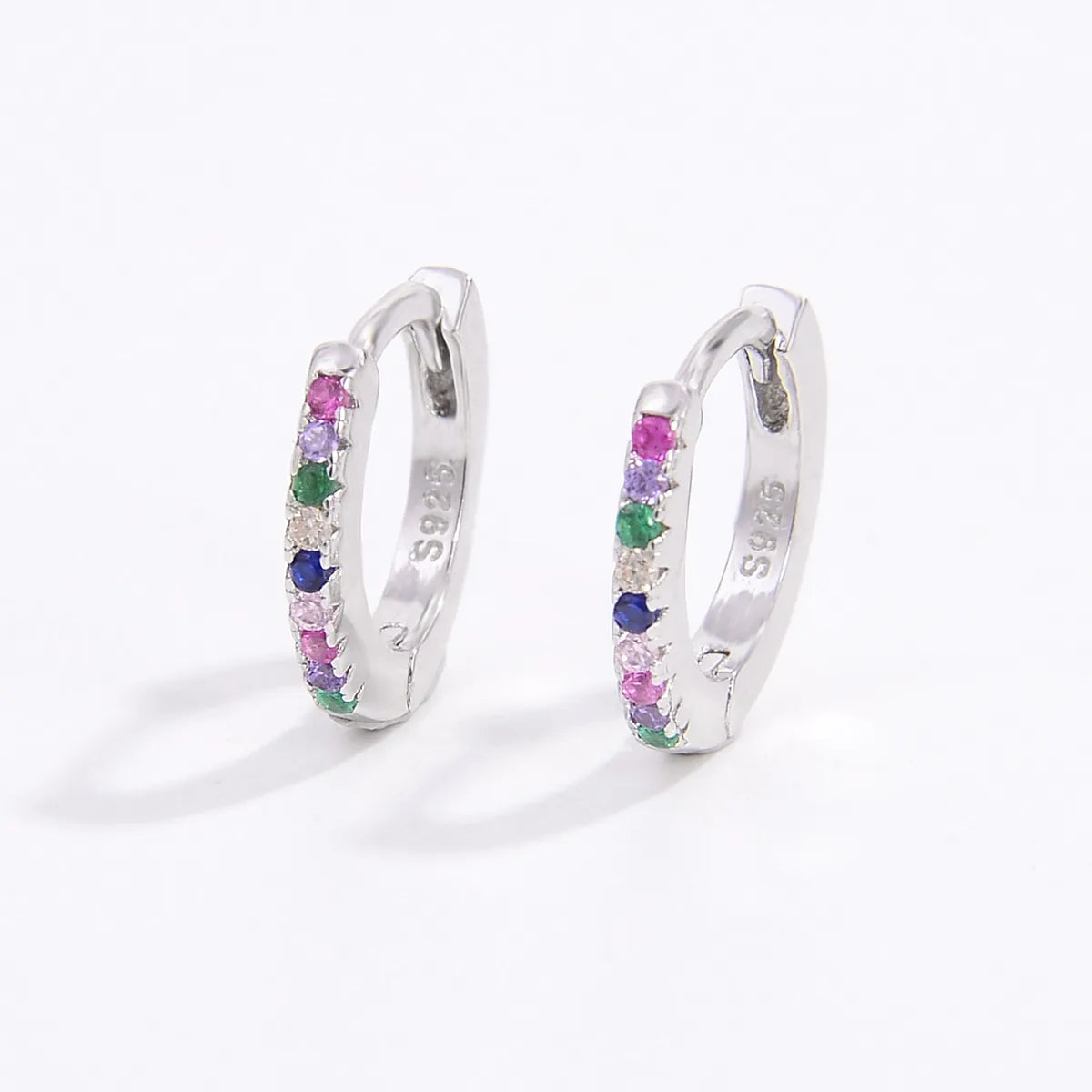 1 Pair Romantic Shiny Round Plating Inlay Sterling Silver Zircon 14K Gold Plated White Gold Plated Earrings