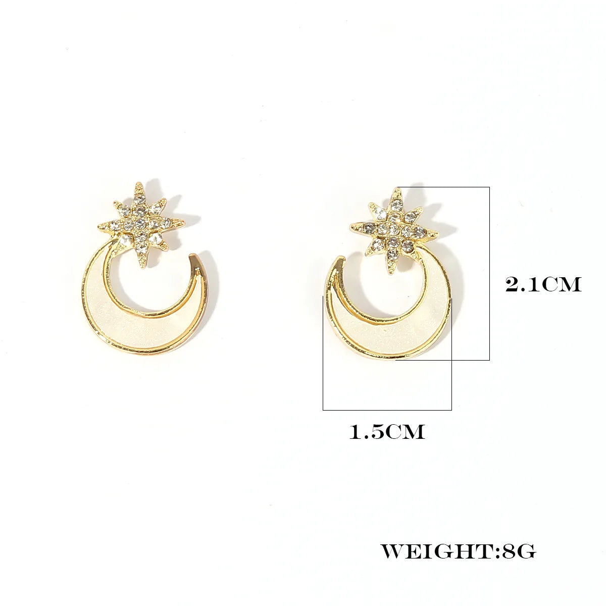 1 Pair Romantic Shiny Star Moon Inlay Alloy Rhinestones Gold Plated Ear Studs