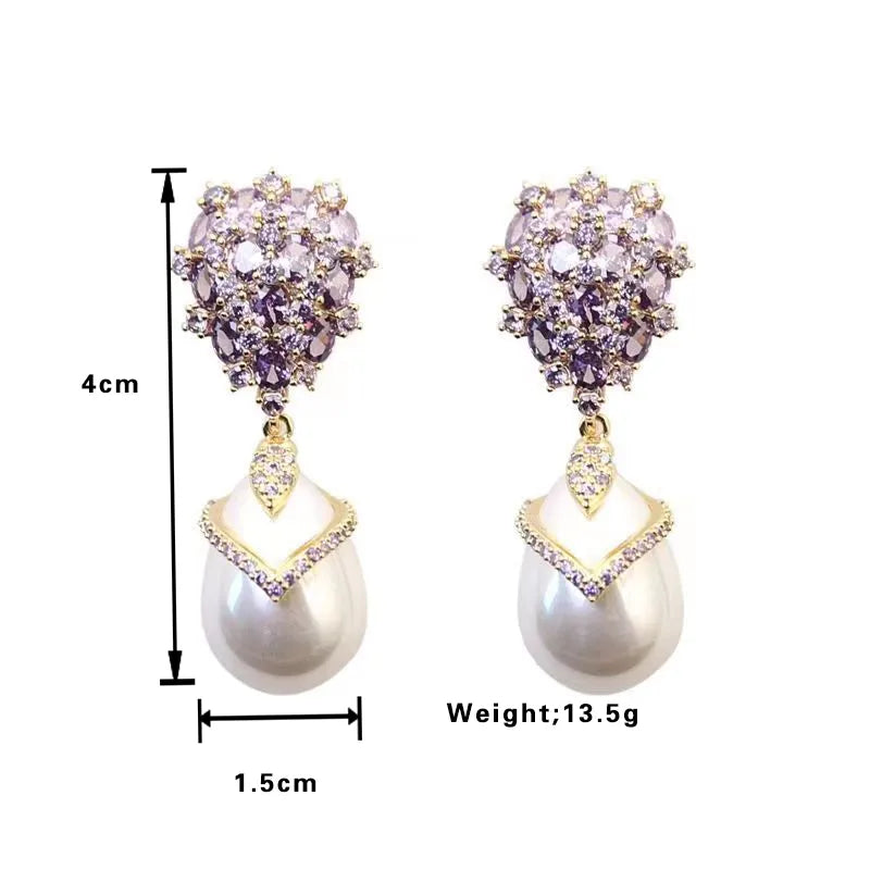 1 Pair Romantic Shiny Water Droplets Plating Inlay Alloy Rhinestones Pearl Gold Plated Silver Plated Drop Earrings