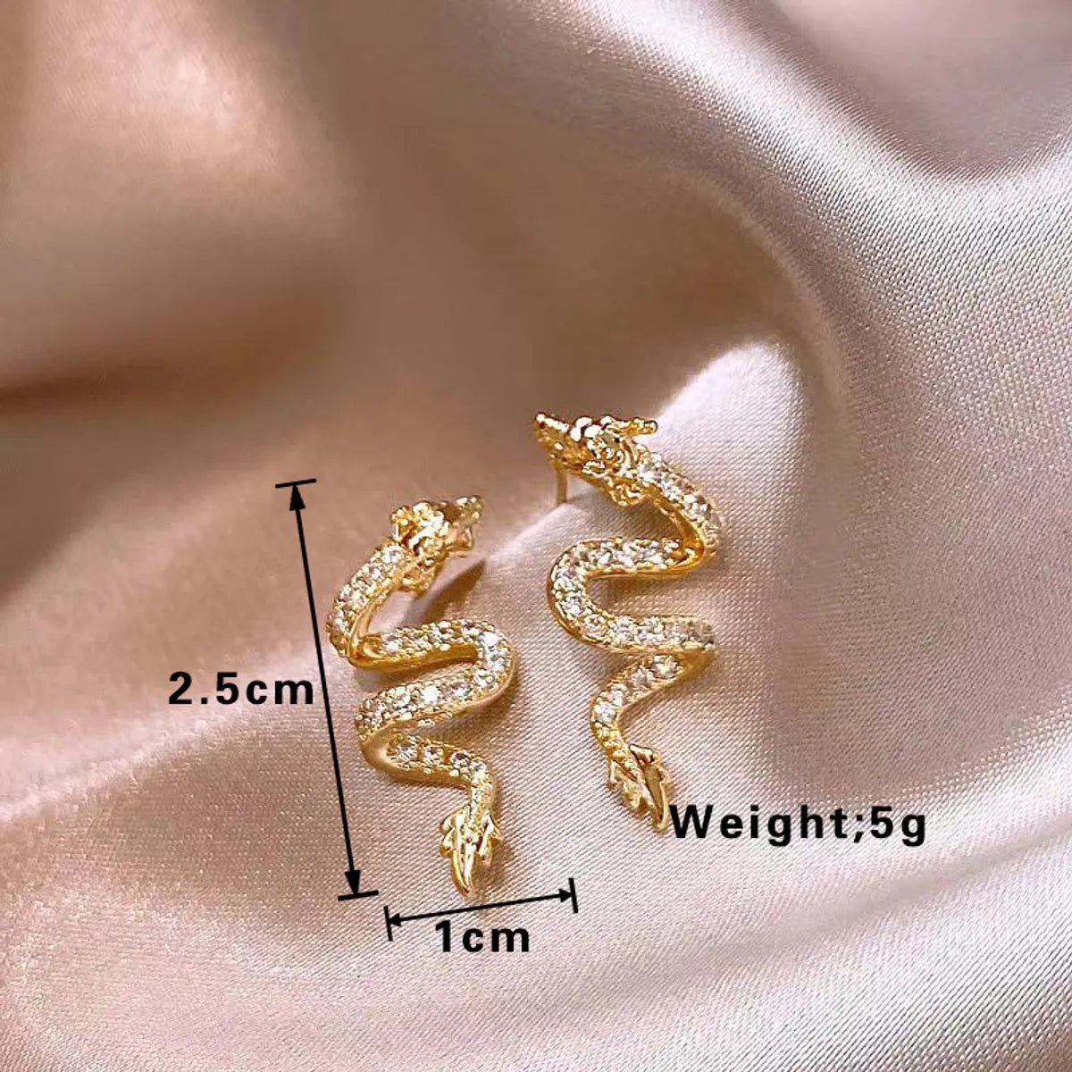 1 Pair Romantic Simple Style Dragon Plating Inlay Alloy Rhinestones Gold Plated Silver Plated Ear Studs