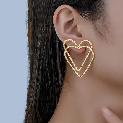 1 Pair Romantic Simple Style Heart Shape Plating Alloy 14k Gold Plated Ear Studs