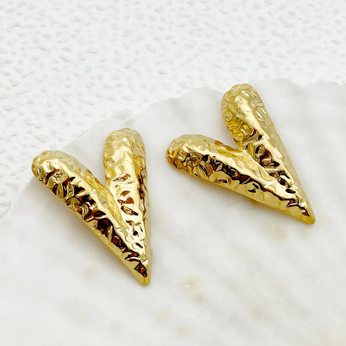 1 Pair Romantic Simple Style Heart Shape Plating 304 Stainless Steel Gold Plated Ear Studs