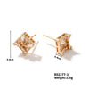 1 Pair Romantic Simple Style Shiny Four Leaf Clover Square Inlay Copper Zircon K Gold Plated Rhodium Plated Ear Studs