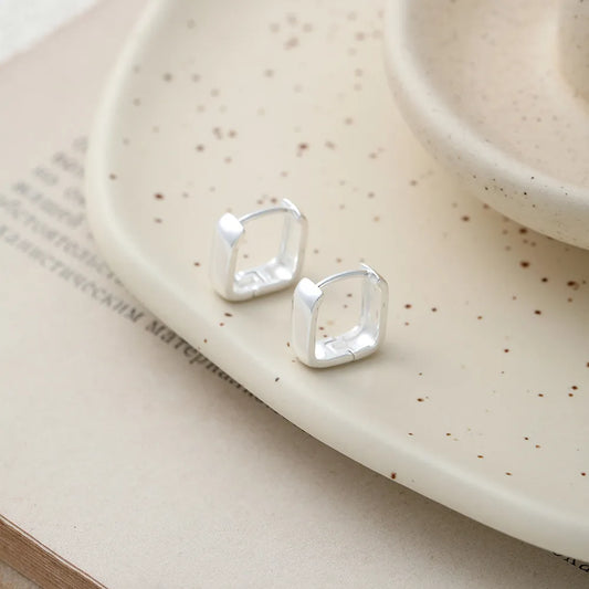 1 Pair Romantic Simple Style Square Sterling Silver Earrings