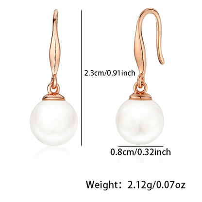 1 Pair Romantic Solid Color Beaded Inlay Sterling Silver Artificial Pearls Rose Gold Plated Ear Hook