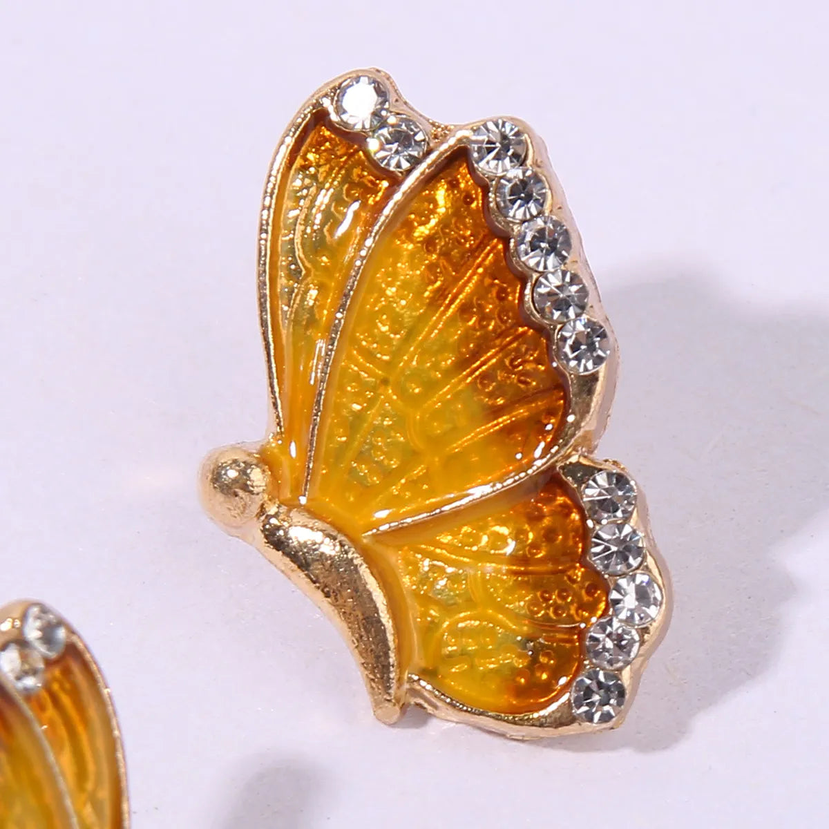 1 Pair Romantic Sweet Artistic Butterfly Enamel Inlay Alloy Rhinestones Gold Plated Ear Studs