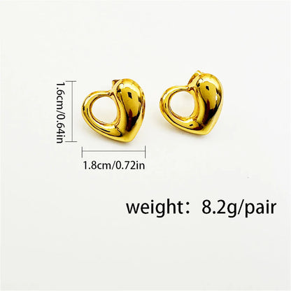 1 Pair Romantic Sweet Heart Shape 304 Stainless Steel Ear Studs