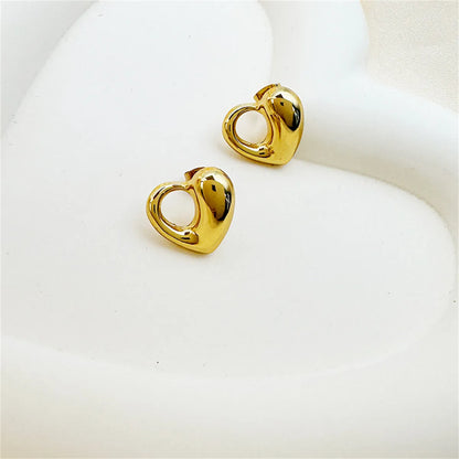 1 Pair Romantic Sweet Heart Shape 304 Stainless Steel Ear Studs