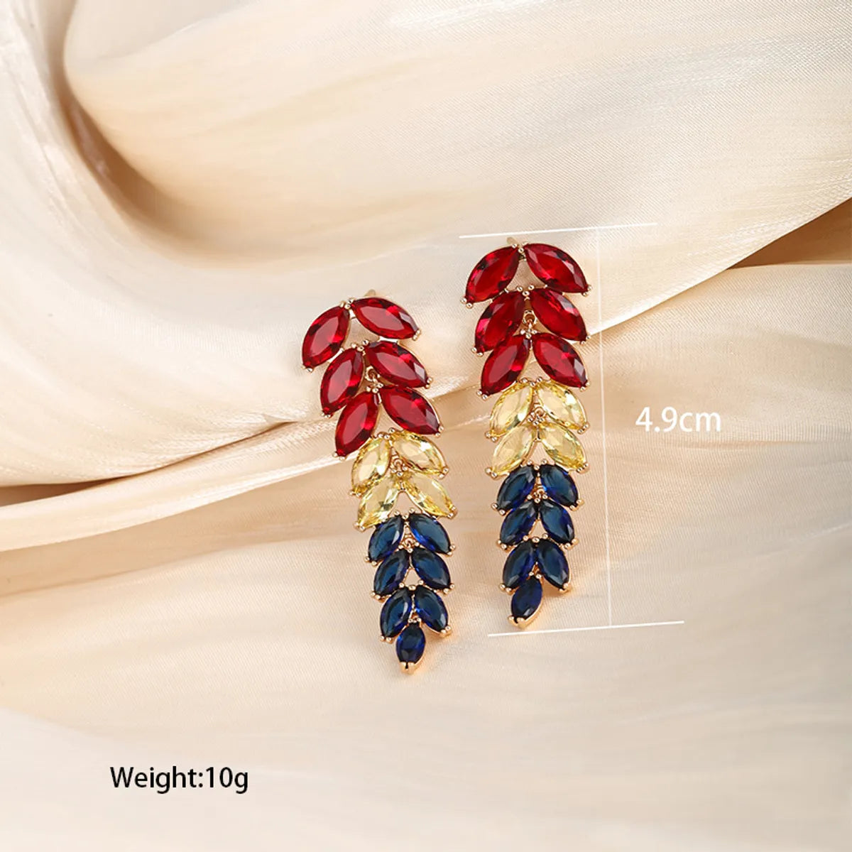 1 Pair Xuping Romantic Sweet Leaf Flower Plating Inlay Copper Alloy Artificial Gemstones 18k Gold Plated Drop Earrings