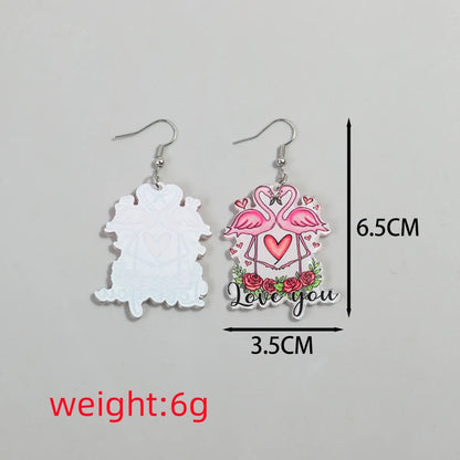 1 Pair Romantic Sweet Letter Rainbow Heart Shape Arylic Drop Earrings