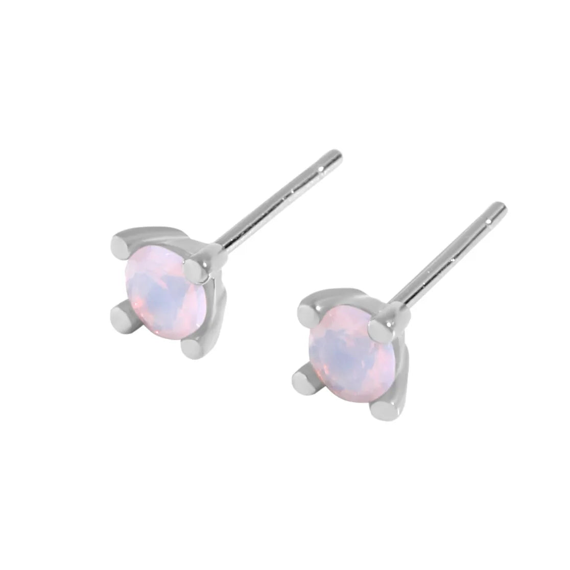 1 Pair Round Plating Inlay Sterling Silver Gem Zircon White Gold Plated Earrings Ear Studs