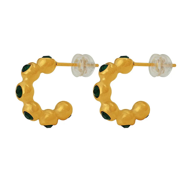 1 Pair Sexy Bohemian Modern Style C Shape Handmade Plating Inlay 304 Stainless Steel Titanium Steel Zircon 18K Gold Plated Ear Studs