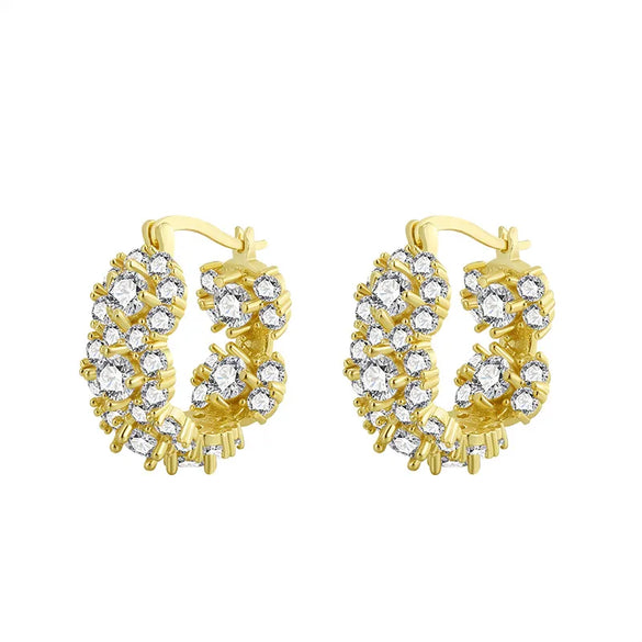 1 Pair Sexy Commute Shiny Flower Plating Copper Zircon White Gold Plated Gold Plated Earrings