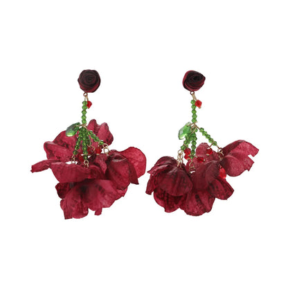 1 Pair Sexy Flower Cloth Drop Earrings