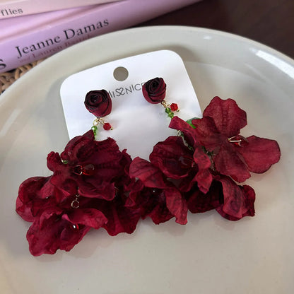 1 Pair Sexy Flower Cloth Drop Earrings