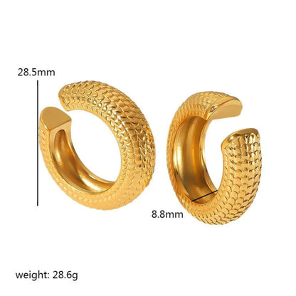 1 Pair Sexy Shiny Animal Snakeskin Plating Titanium Steel 18k Gold Plated Ear Cuffs