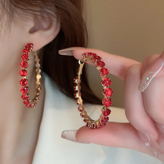 1 Pair Sexy Streetwear Solid Color Inlay Copper Zircon Hoop Earrings