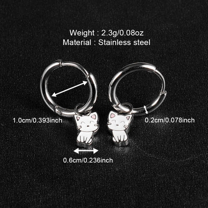 1 Pair Shiny Animal Polishing Epoxy Stainless Steel Drop Earrings