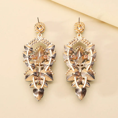 1 Pair Shiny Color Block Inlay Zinc Alloy Glass Dangling Earrings