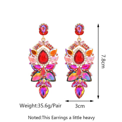 1 Pair Shiny Color Block Inlay Zinc Alloy Glass Dangling Earrings