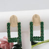 1 Pair Shiny Geometric Hollow Out Inlay Alloy Zircon Drop Earrings