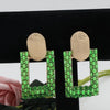 1 Pair Shiny Geometric Hollow Out Inlay Alloy Zircon Drop Earrings