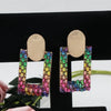 1 Pair Shiny Geometric Hollow Out Inlay Alloy Zircon Drop Earrings