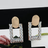 1 Pair Shiny Geometric Hollow Out Inlay Alloy Zircon Drop Earrings