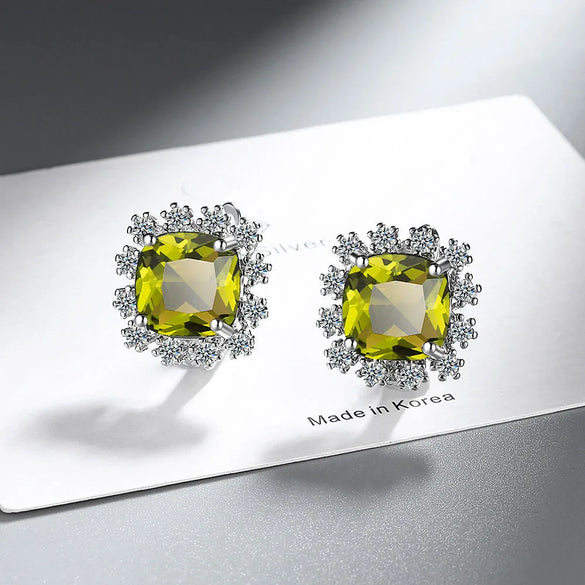 1 Pair Shiny Geometric Inlay Copper Zircon Earrings