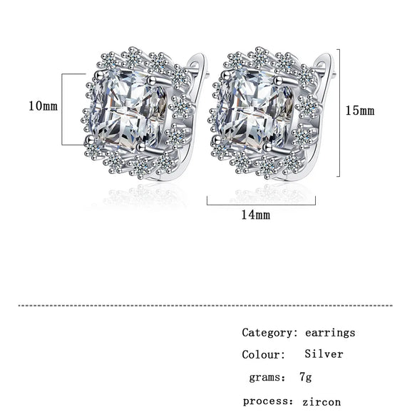 1 Pair Shiny Geometric Inlay Copper Zircon Earrings
