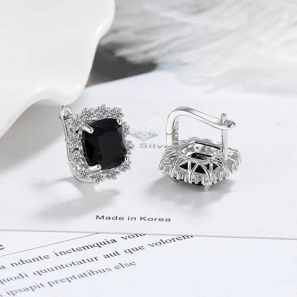 1 Pair Shiny Geometric Inlay Copper Zircon Earrings