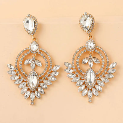 1 Pair Shiny Geometric Plating Inlay Zinc Alloy Rhinestones Drop Earrings