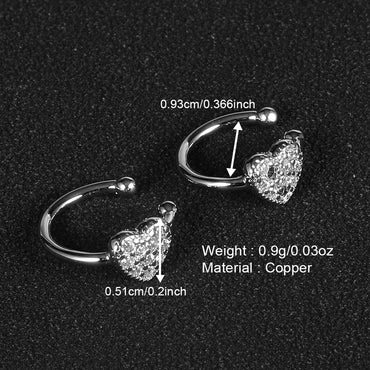 1 Pair Shiny Heart Shape Polishing Plating Inlay Copper Zircon White Gold Plated Ear Cuffs