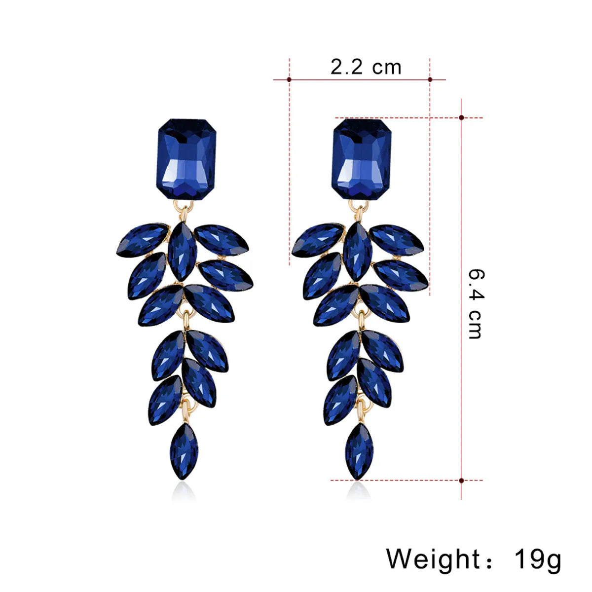 1 Pair Shiny Leaf Square Metal Inlay Rhinestones Glass Women's Drop Earrings