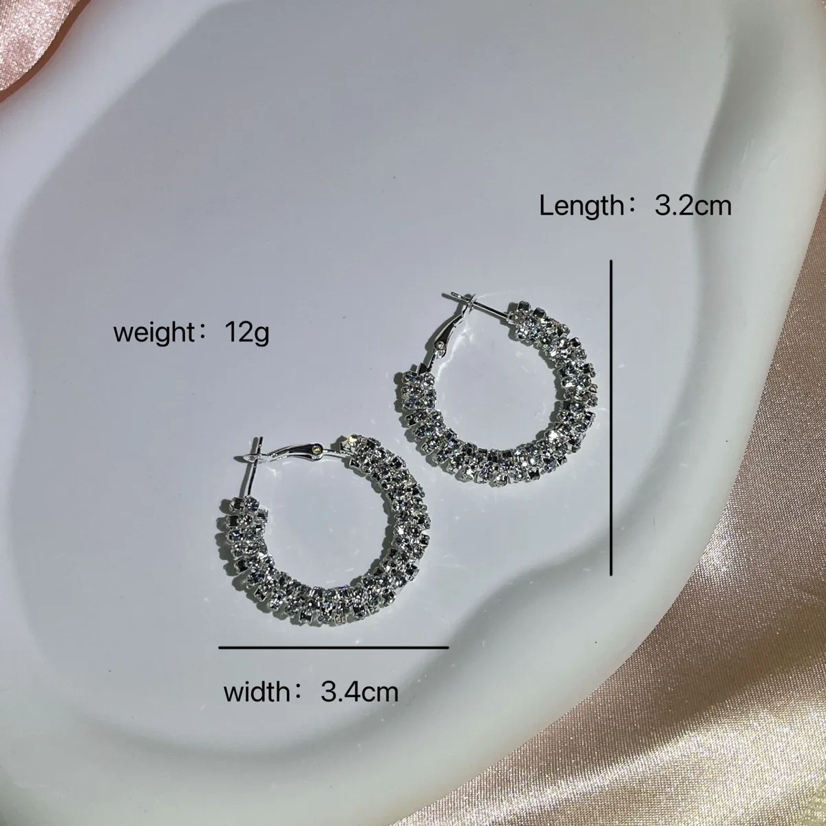 1 Pair Shiny Round Alloy Earrings