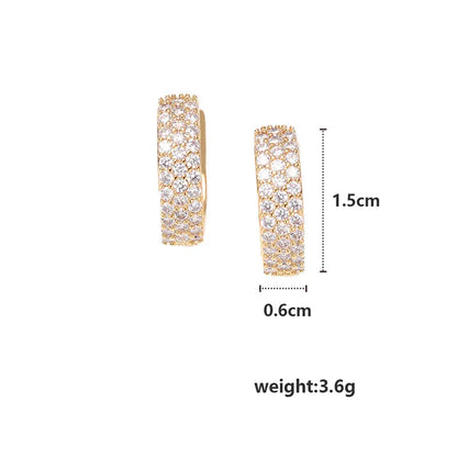 1 Pair Shiny Round Copper Plating Inlay Artificial Rhinestones Gold Plated Silver Plated Hoop Earrings